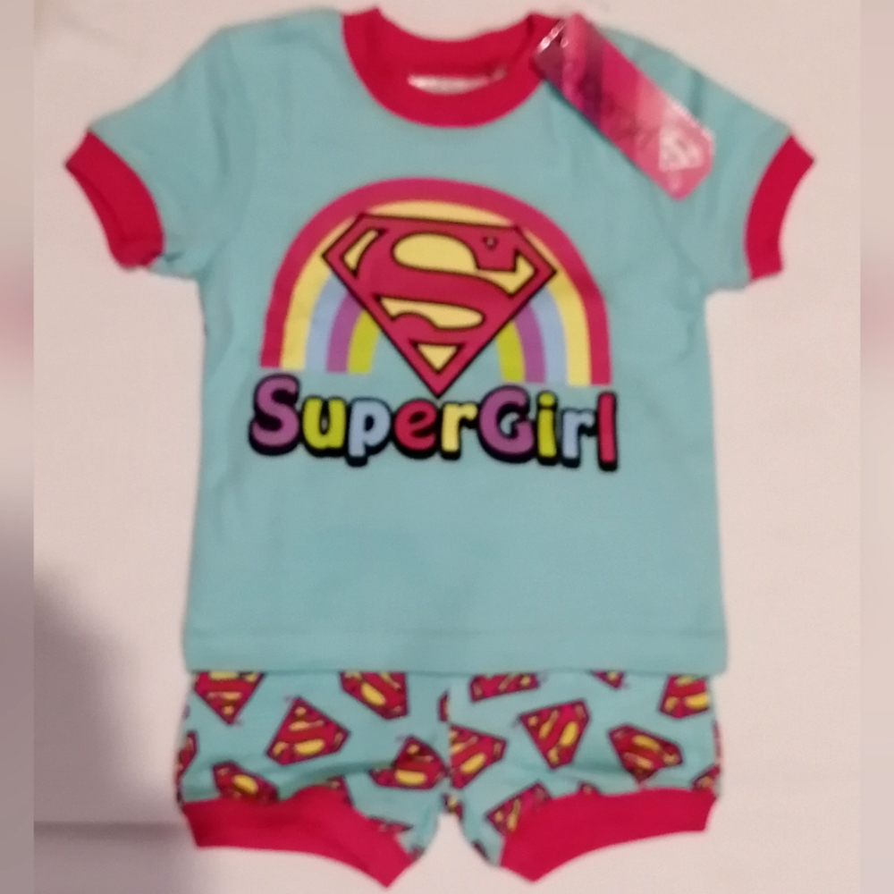🔥SALE🔥Supergirl DC Comics 2pc Girl's Pajamas Pajama Set NWT Sizes 0-3M & 6-12M